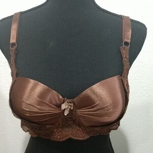 Chic Satin Brown Lace Bra